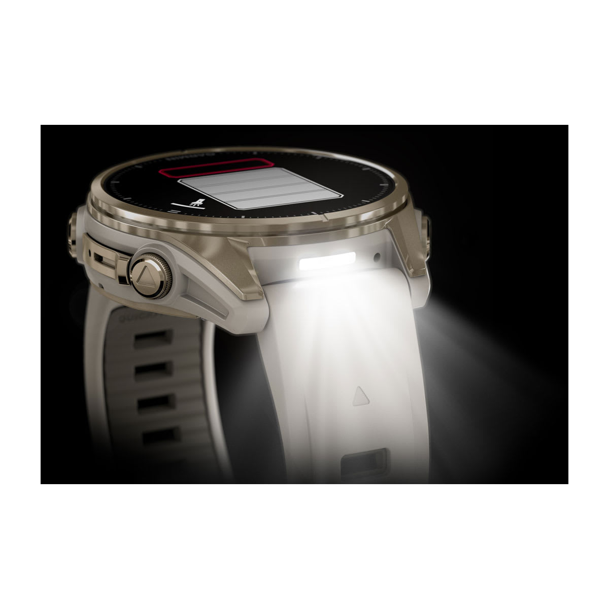 fēnix® 8 – 43 mm, AMOLED, Sapphire, Soft Gold med Fog Grey/Dark Sandstone silikonerem