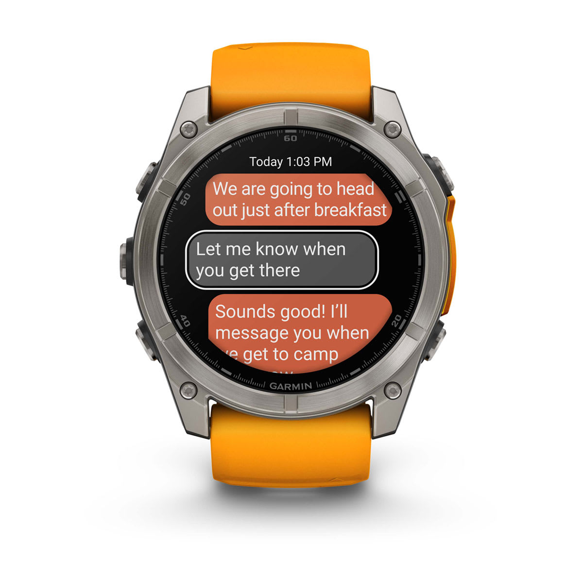 fēnix® 8 – 51 mm, AMOLED, Sapphire, Titanium med Spark Orange/Graphite silikonerem