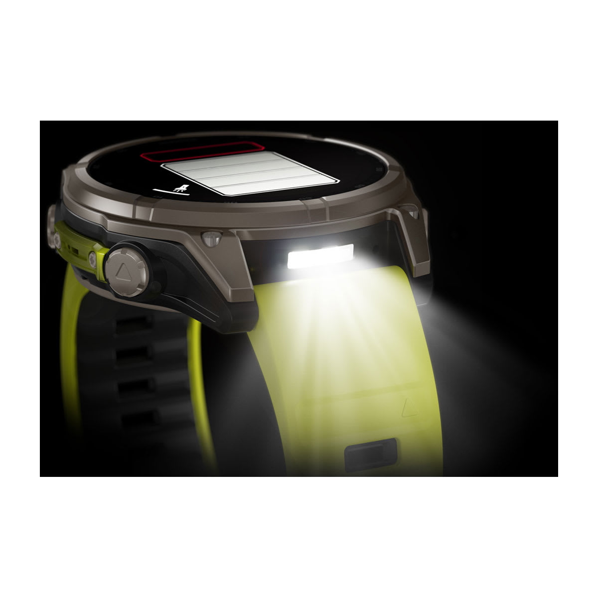 fēnix® 8 – 47 mm, Solar, Sapphire, Titanium med Amp yellow/graphite silikonerem