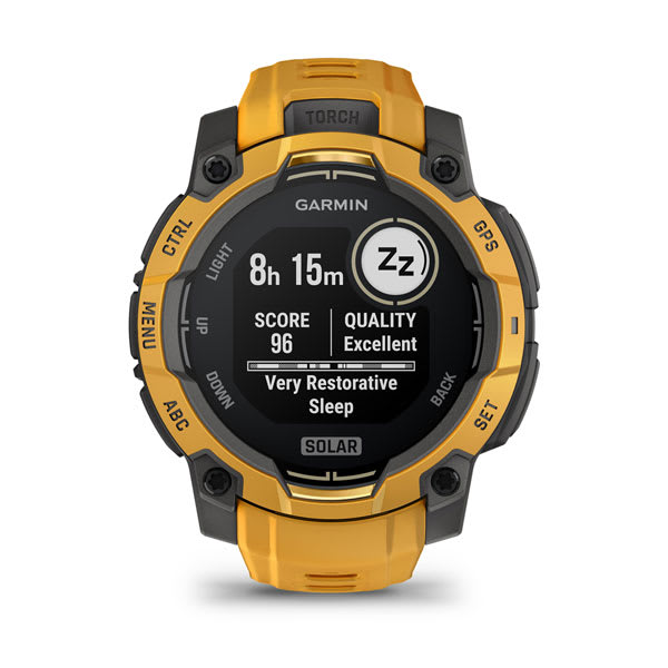 Instinct® 3 – 45 mm, Solar, Sunburst med Sunburst/Grey rem