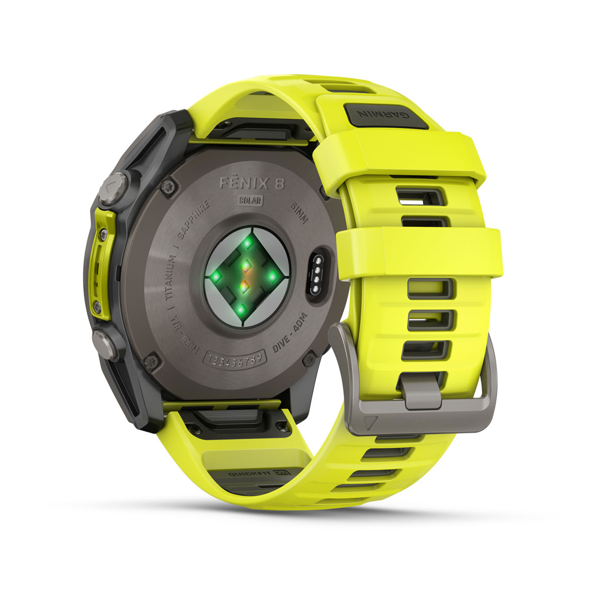 fēnix® 8 – 51 mm, Solar, Sapphire, Titanium med Amp Yellow/Graphite silikonerem