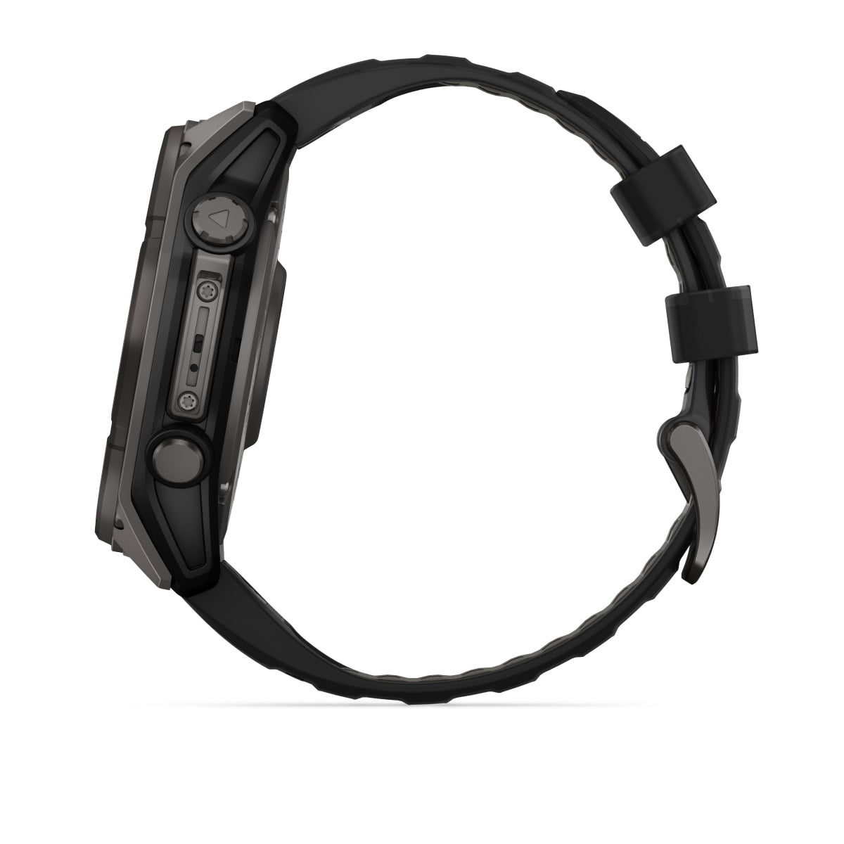 fēnix® 8 – 51 mm, Solar, Sapphire, Carbon Grey DLC-titanium med sort/Pebble Grey silikonerem