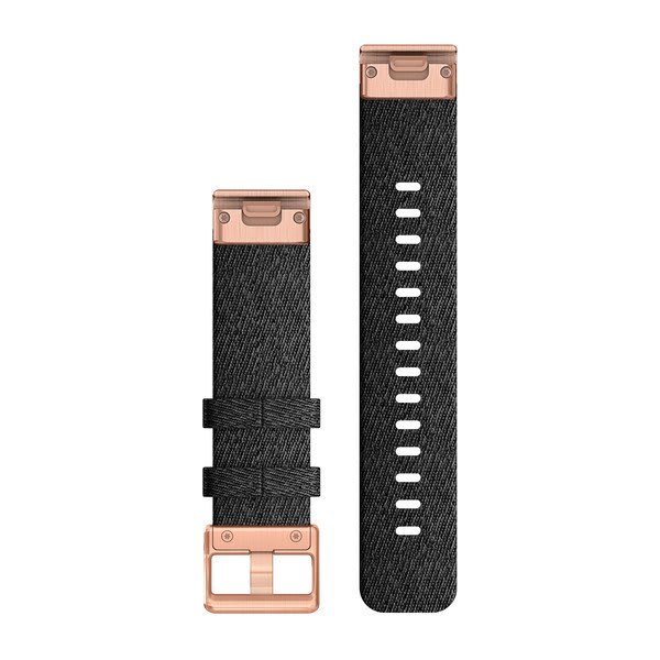 QuickFit® 20 urremme, Sortmeleret nylon, rosaguld hardware