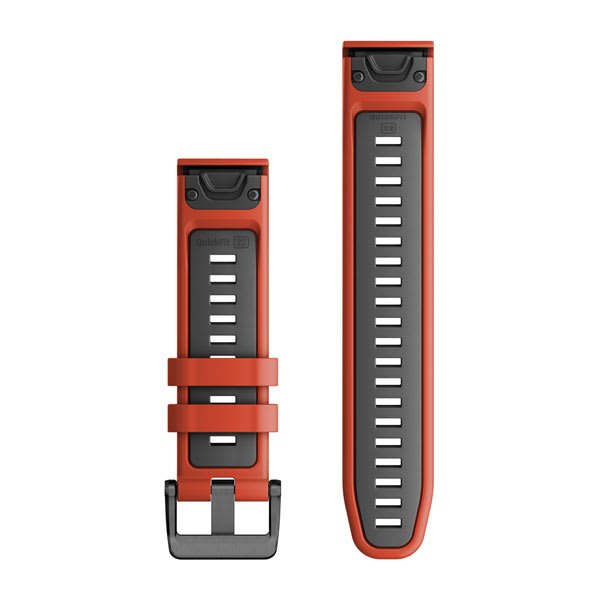 Quickfit 22 mm urremme, Flame Red/Graphite silikone