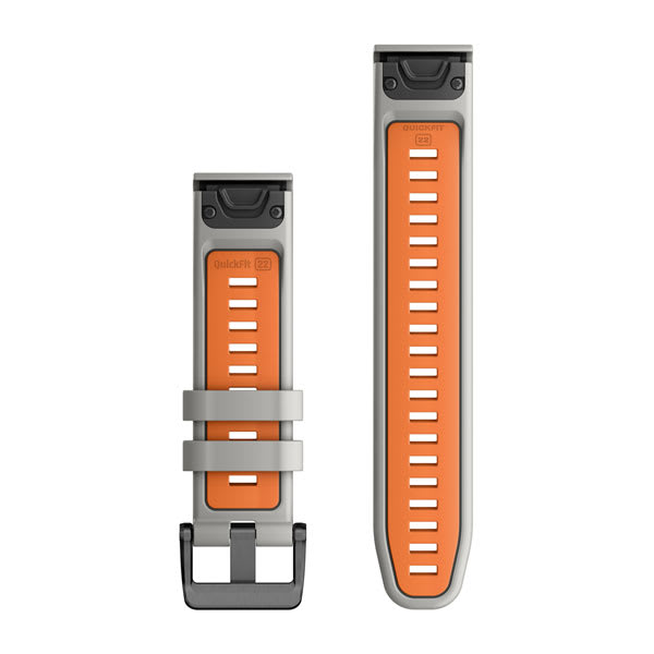Quickfit 22 mm urremme, Fog Gray/Ember Orange silikone