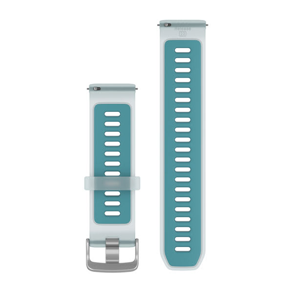 Quick Release remme (22 mm), Gennemskinnelig Whitestone/Turkis med sølv hardware