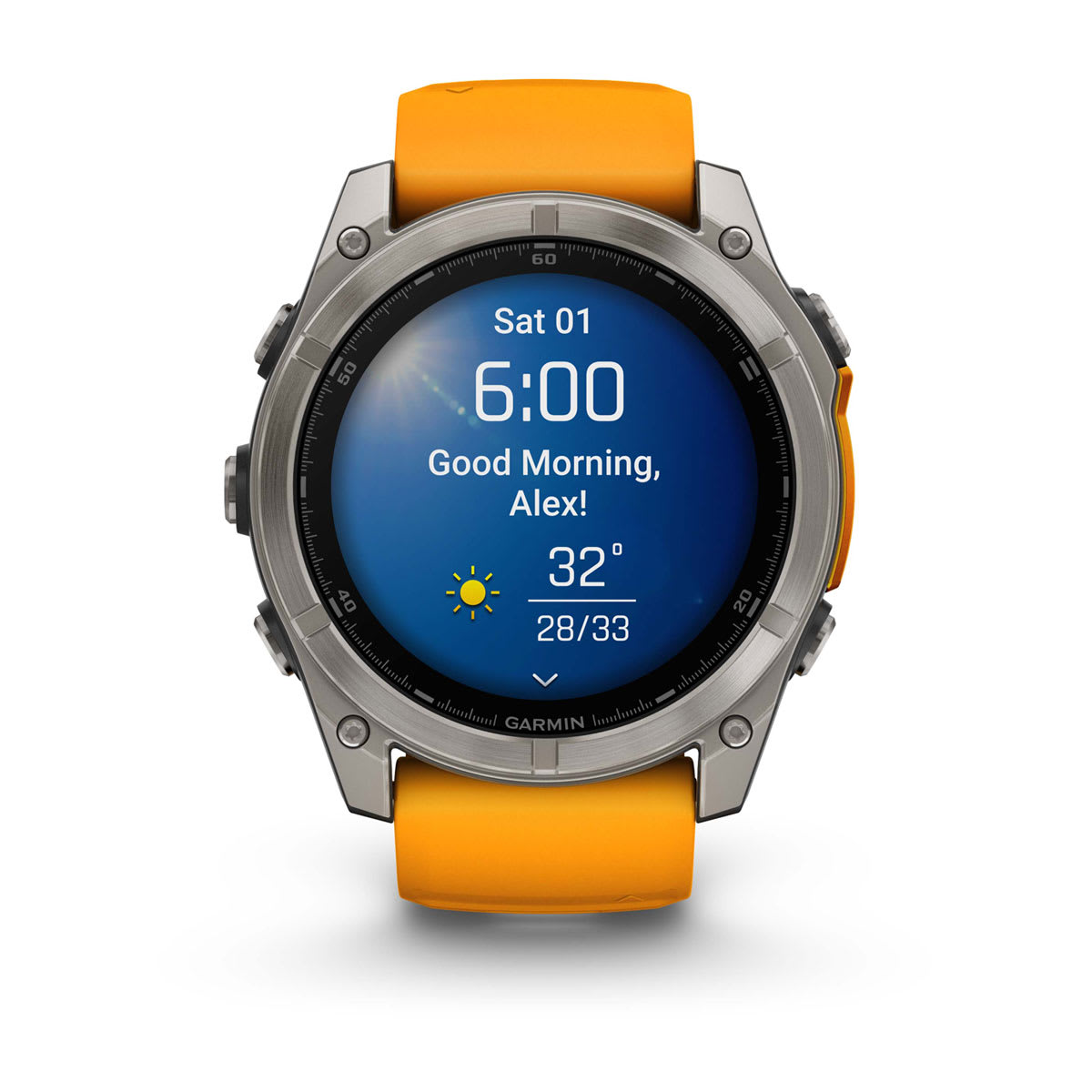 fēnix® 8 – 51 mm, AMOLED, Sapphire, Titanium med Spark Orange/Graphite silikonerem