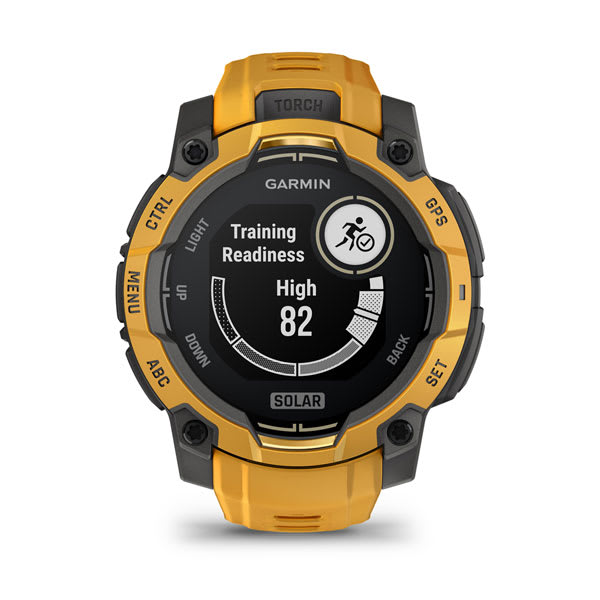 Instinct® 3 – 45 mm, Solar, Sunburst med Sunburst/Grey rem