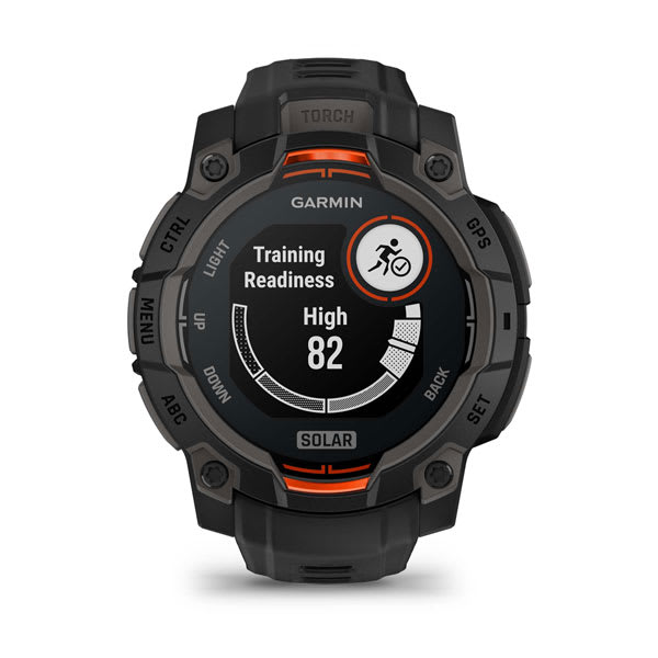 Instinct® 3 – 45 mm, Solar, Sort med sort rem