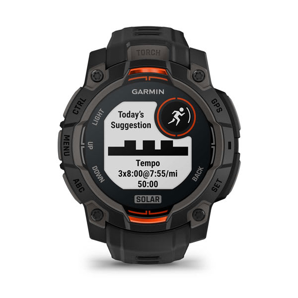 Instinct® 3 – 45 mm, Solar, Sort med sort rem