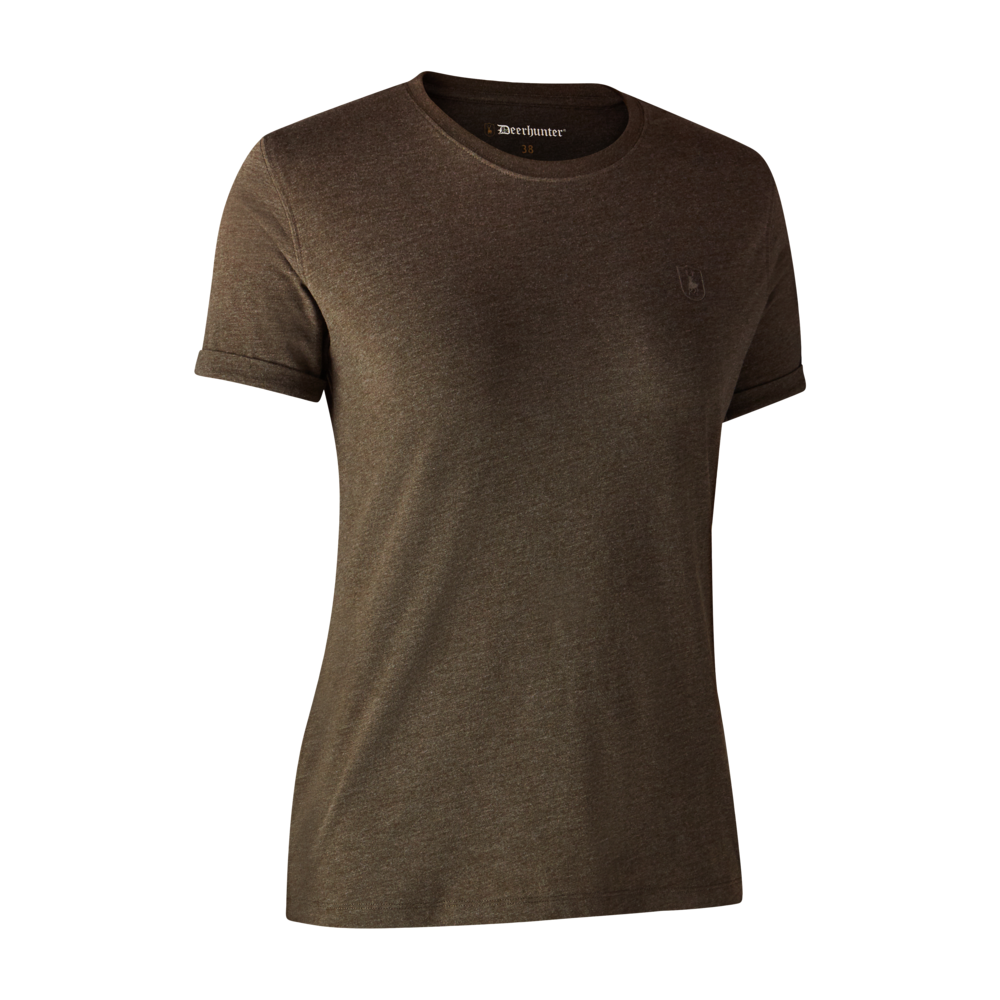 Ladies Basis 2-pak T-shirt Brown Leaf Melange - Deerhunter