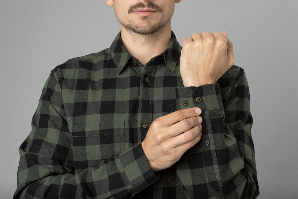 Härkila skandinavisk L/S-skjorte - Green check - Härkila