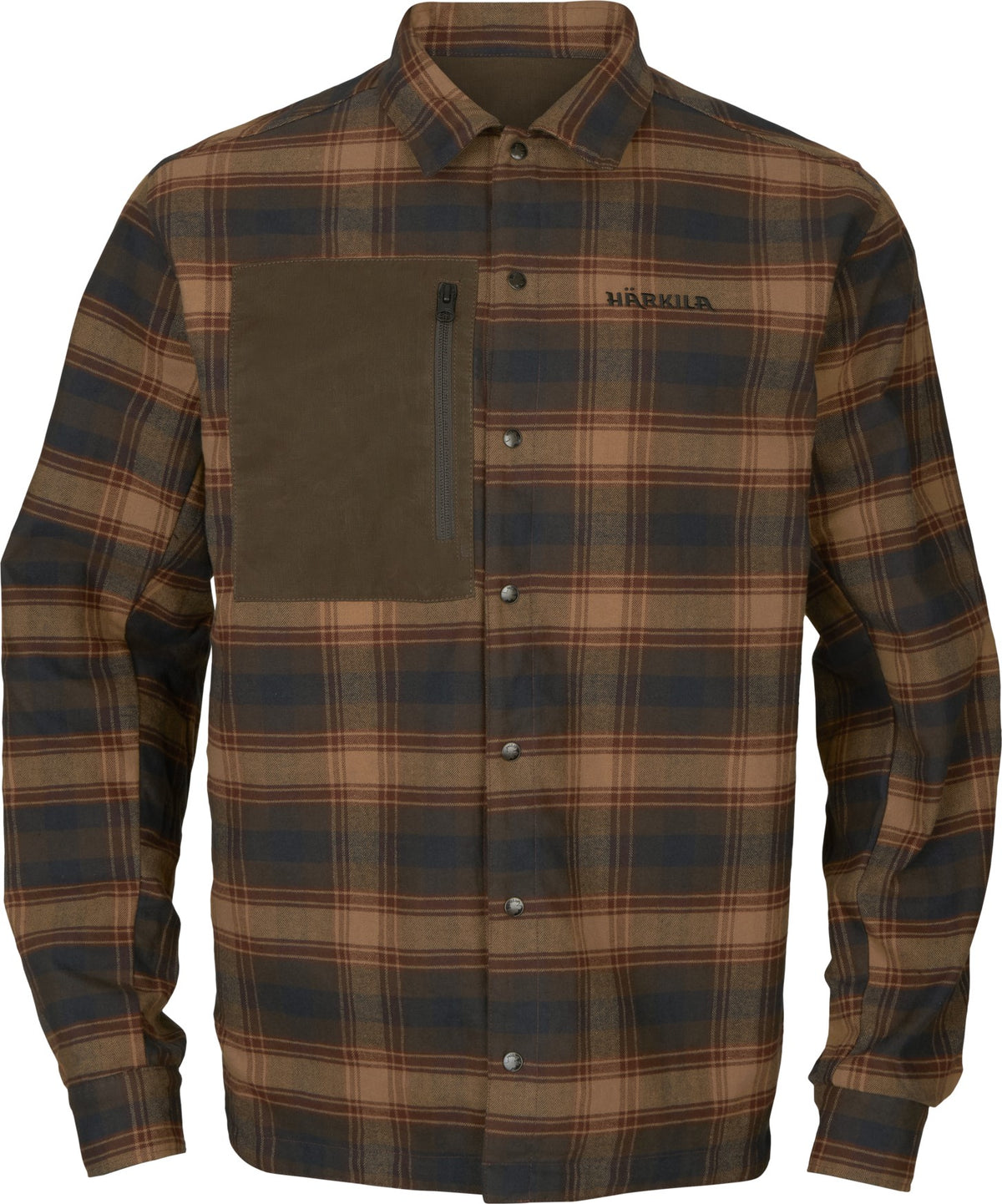 Eirik reversible skjorte jakke Dark warm olive/Burgundy - Härkila