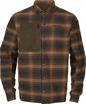 Eirik reversible skjorte jakke Dark warm olive/Burgundy - Härkila