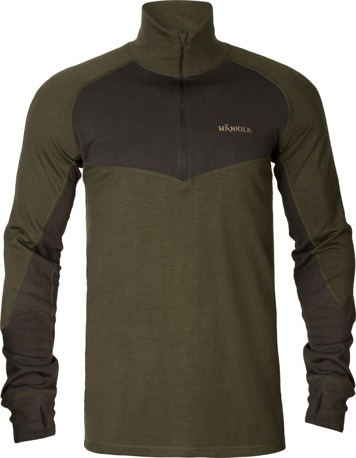 Härkila Base Warm zip neck Willow green/Shadow brown - Härkila