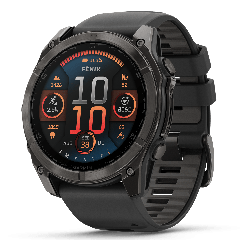 fēnix® 8 Pro – 51 mm, AMOLED, Sapphire, Carbon Grey DLC-titanium med sort/Pebble Grey silikonerem 2