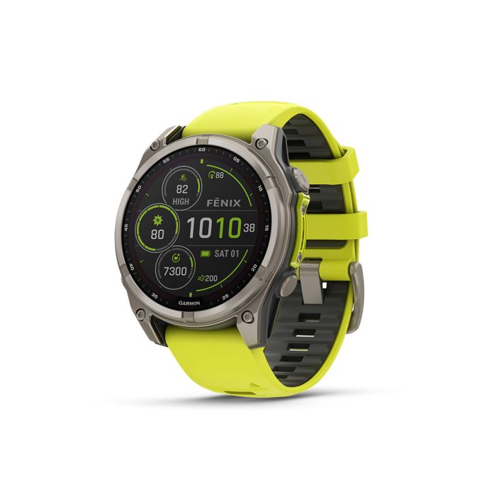fēnix® 8 – 47 mm, Solar, Sapphire, Titanium med Amp yellow/graphite silikonerem 1
