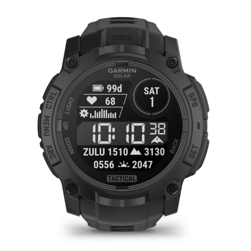Instinct® 3 – 45 mm, Solar, Tactical Edition, Sort med sort rem