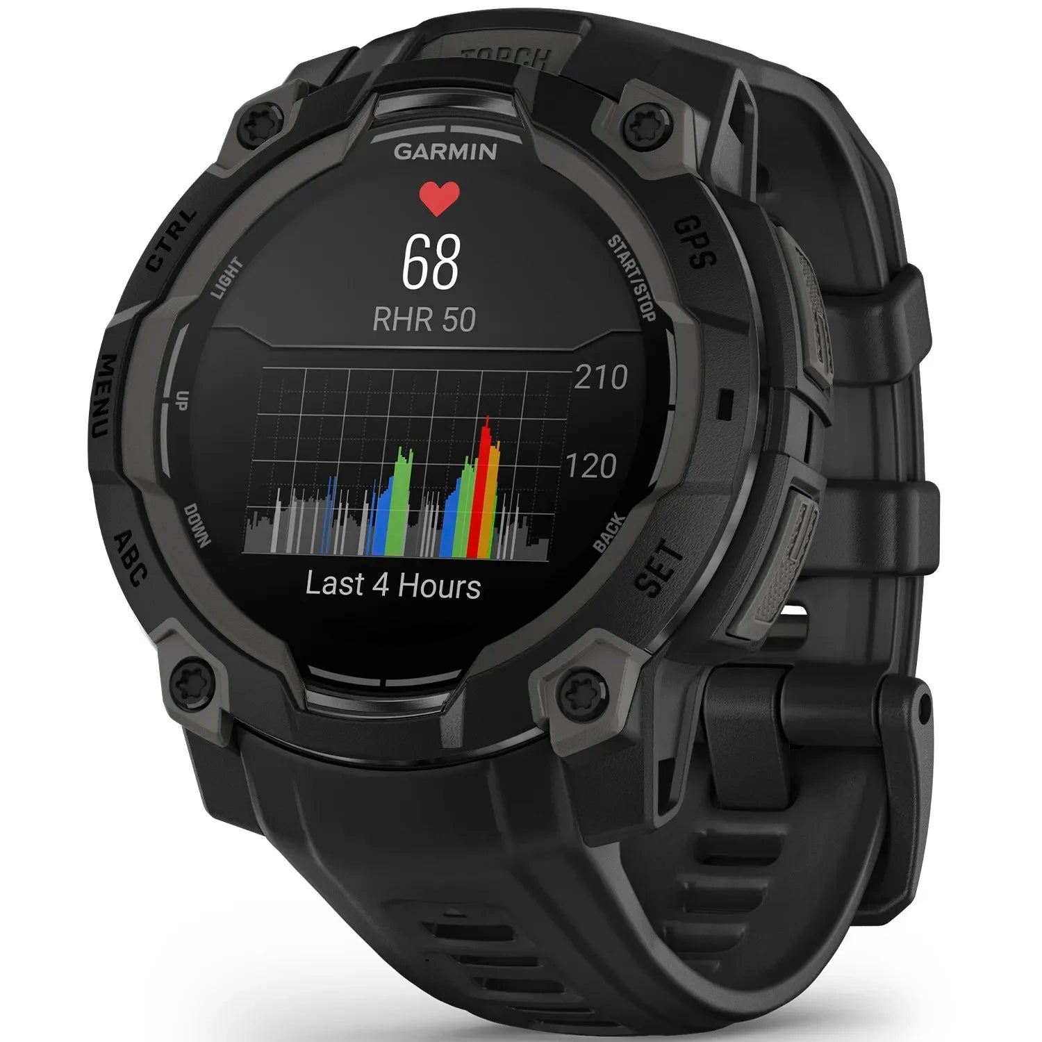22 mm remme (Instinct® 3 - 45 mm/Instinct Crossover AMOLED), Sort silikone med metalspænde