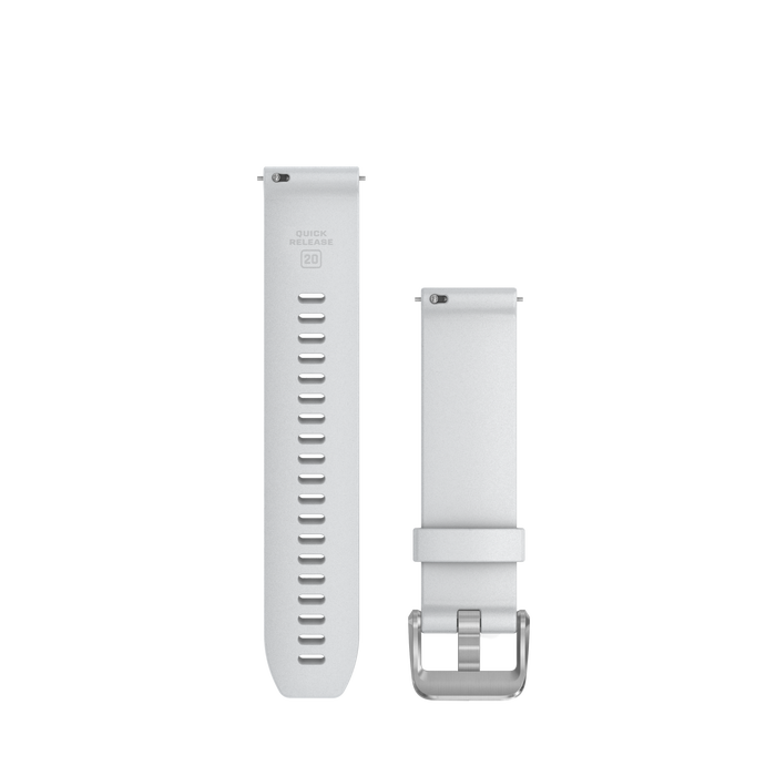 Quick Release remme (20 mm), Hvid, poleret sølv hardware 1