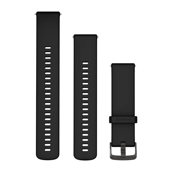 Quick Release-remme (22 mm), Sort med Slate Grey hardware 1