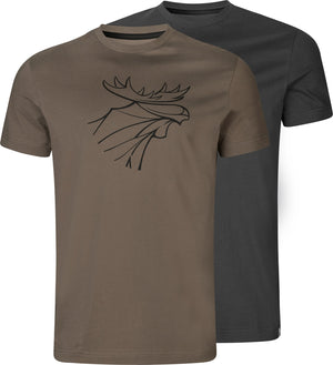 Härkila graphic t-shirt 2-pack - Brown granite/Phantom - Härkila