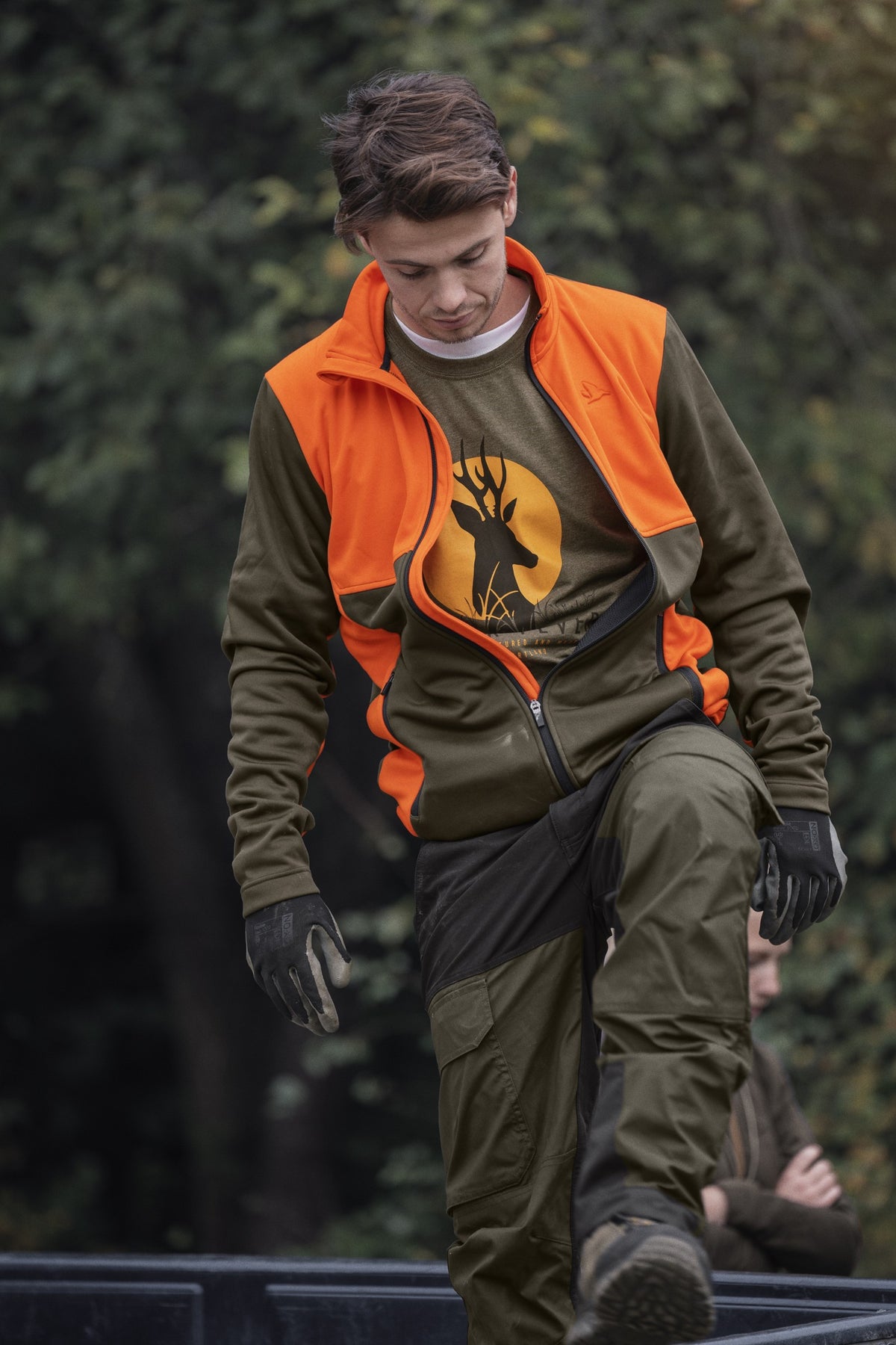 Elliot fleece - Pine green/Hi-Vis orange - Seeland
