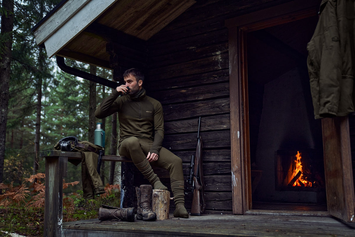 Härkila Base Warm zip neck Willow green/Shadow brown - Härkila