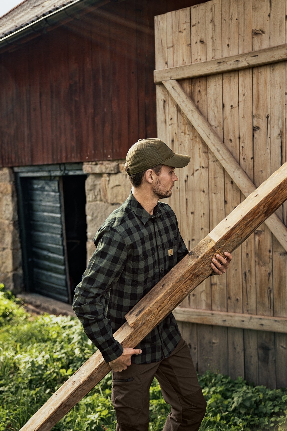Härkila skandinavisk L/S-skjorte - Green check - Härkila