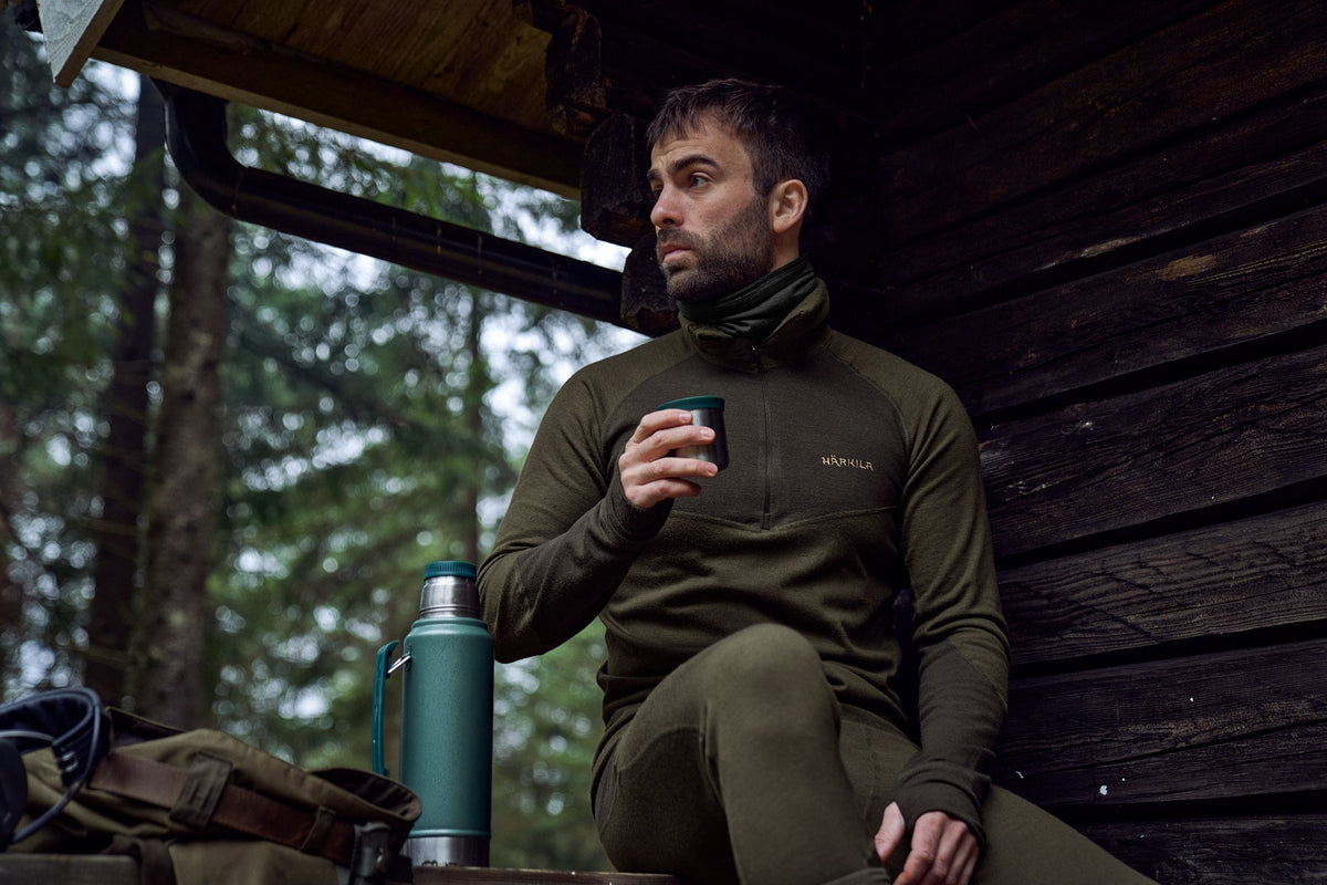 Härkila Base Warm zip neck Willow green/Shadow brown - Härkila