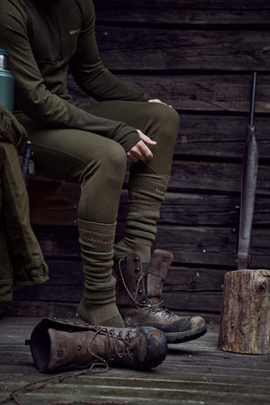 Härkila Base Warm zip neck Willow green/Shadow brown - Härkila