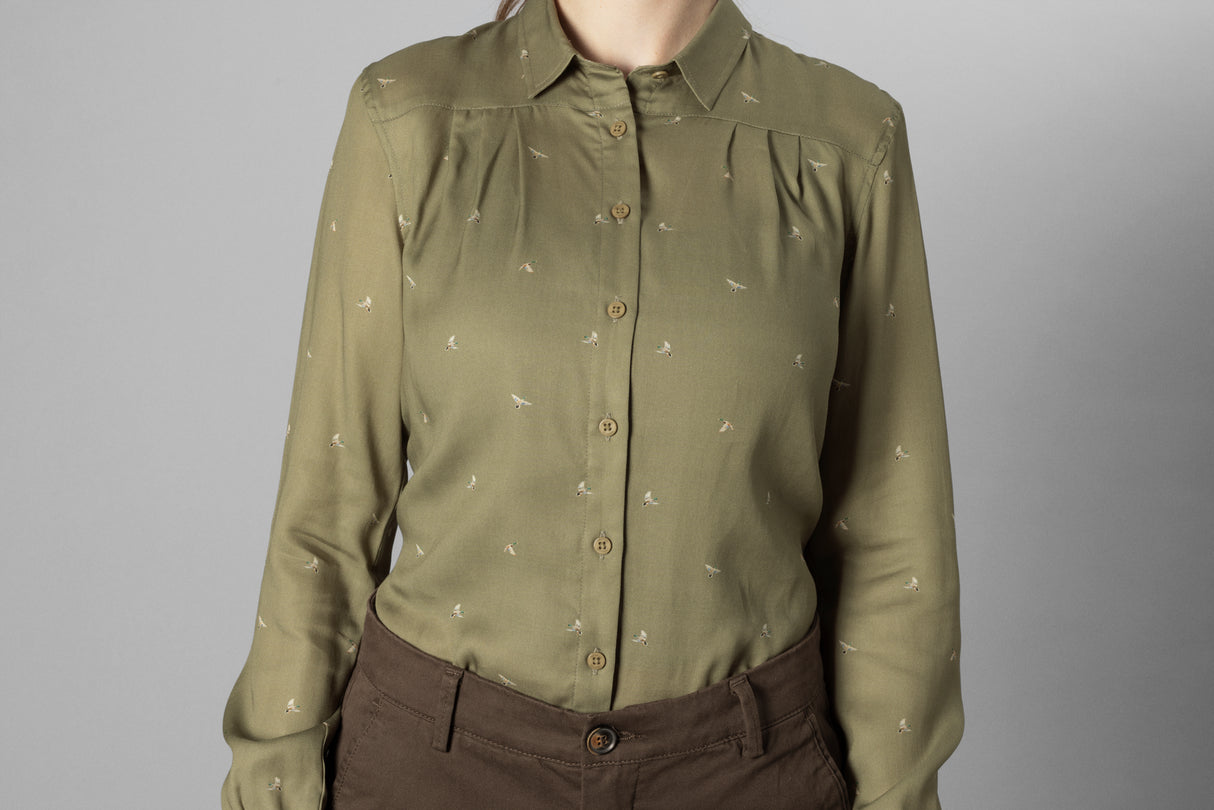 Abigail L/S shirt Women Dust green/Flying ducks - Härkila