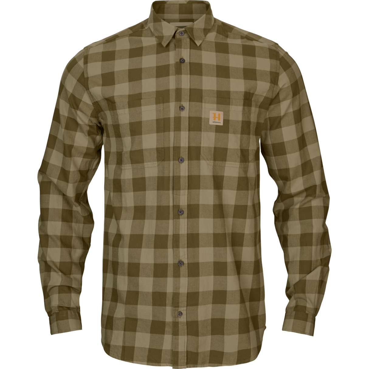 Härkila skandinavisk L/S-skjorte - Dark olive check - Härkila