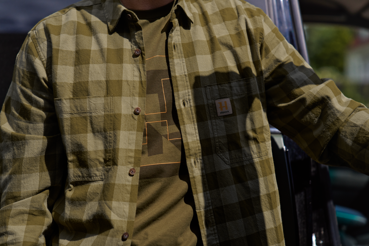 Härkila skandinavisk L/S-skjorte - Dark olive check - Härkila
