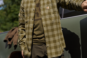 Härkila skandinavisk L/S-skjorte - Dark olive check - Härkila