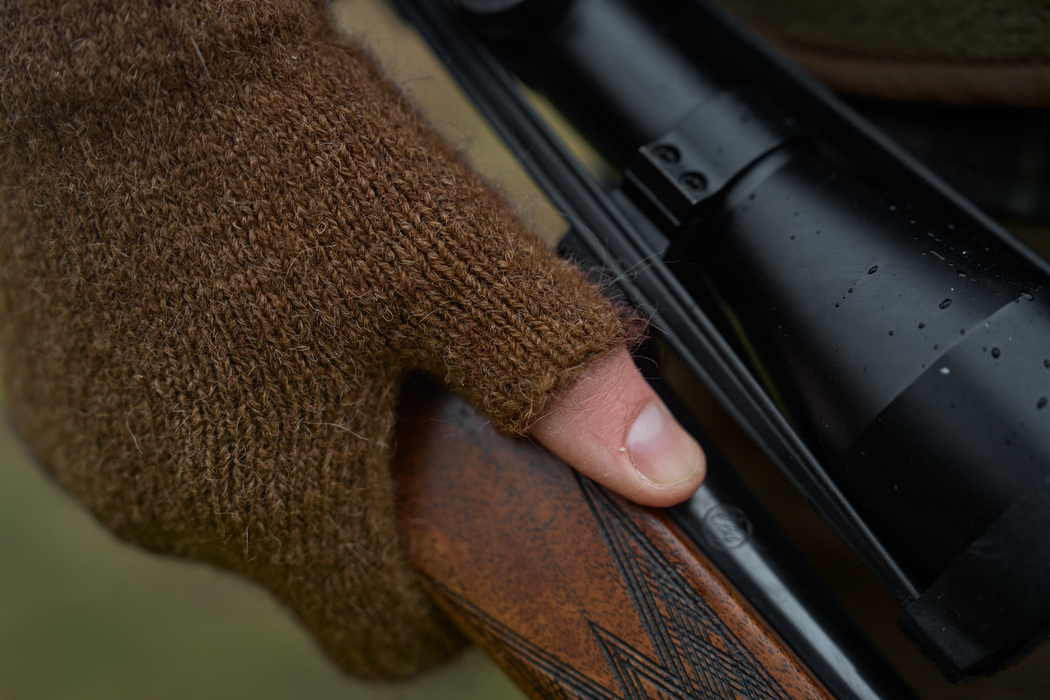 Alpacka Half Finger Handsker - Pinecone brown