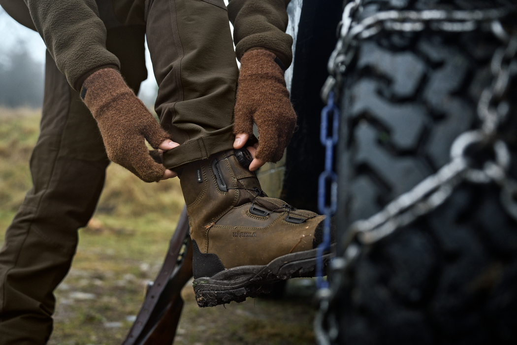 Alpacka Half Finger Handsker - Pinecone brown