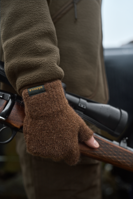 Alpacka Half Finger Handsker - Pinecone brown