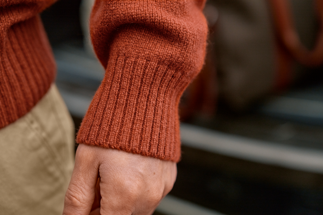 Vincent Merino Half Zip Pullover - Bombay brown