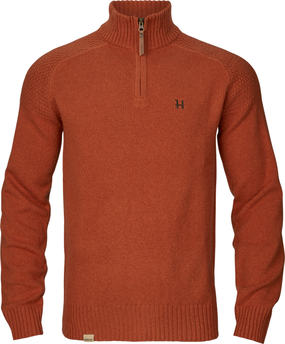 Vincent Merino Half Zip Pullover - Bombay brown