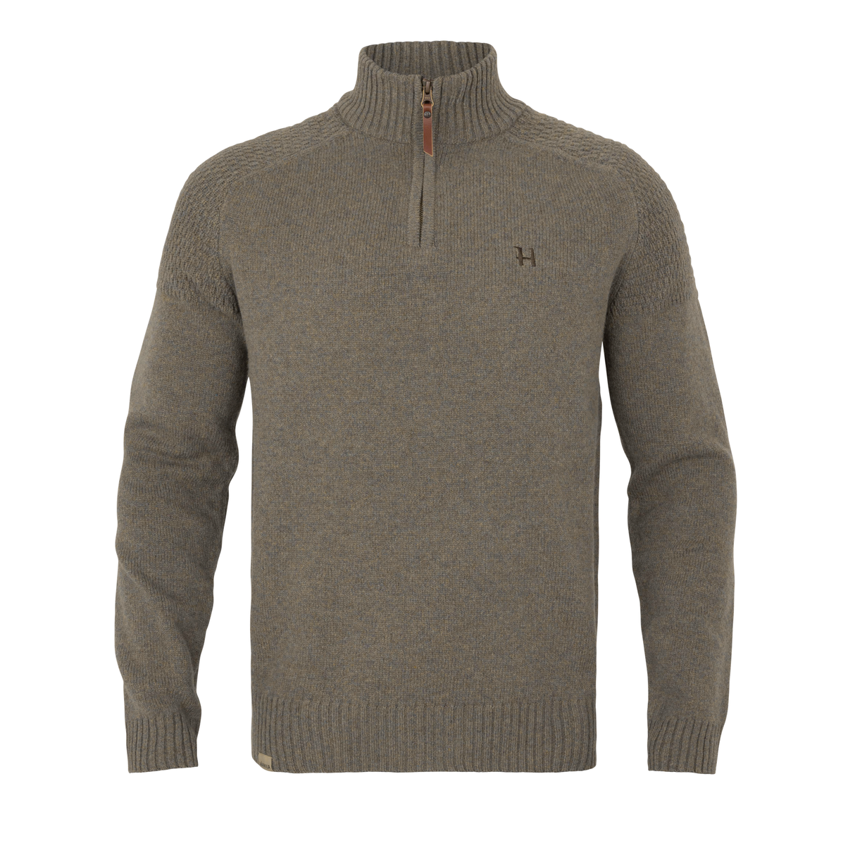 Vincent merino pullover med halv lynlås - Dark sand - Härkila
