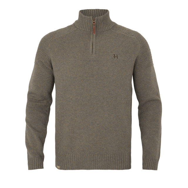 Vincent merino pullover med halv lynlås - Dark sand - Härkila