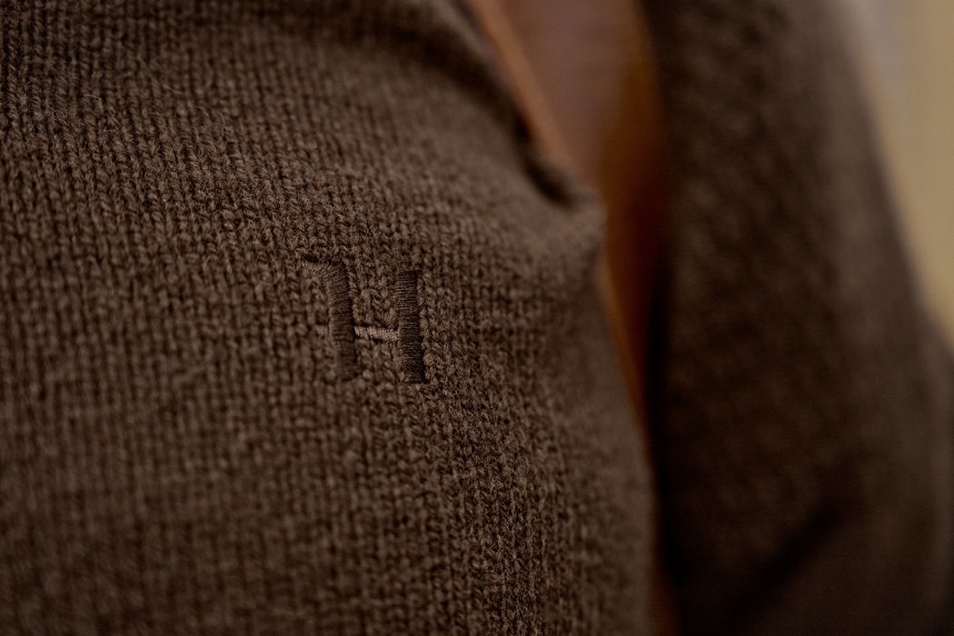 Vincent Merino Half Zip Pullover - Demitasse brown