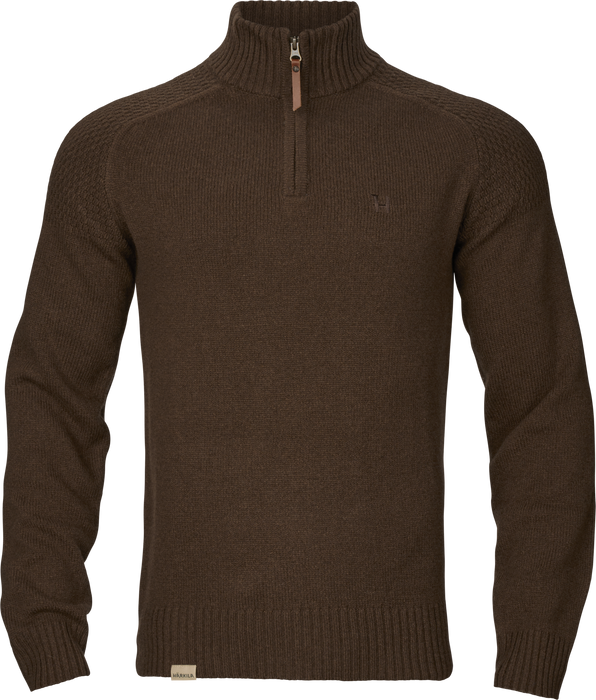 Vincent Merino Half Zip Pullover - Demitasse brown