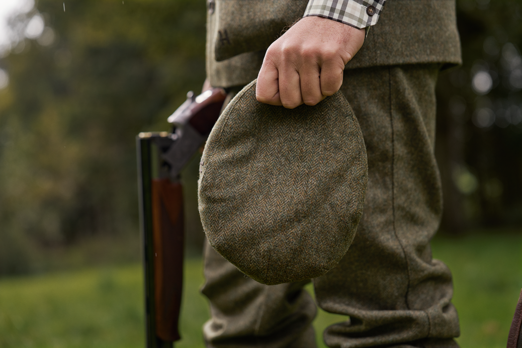Kenmore Cl. Flat Cap - Forest green/Herringbone