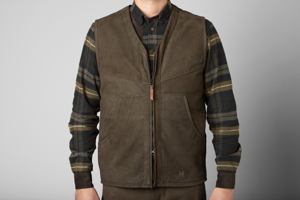 Pro Hunter leather waistcoat Willow green - Härkila