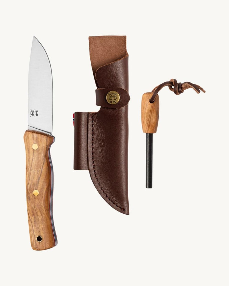FEMUNDEN Kniv + tændstål med etui - Øyo