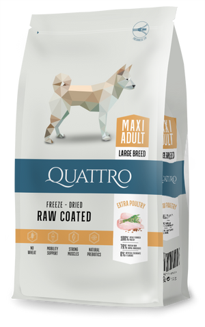 Quattro Super Premium Large Breed Maxi Adult, Extra Poultry 12kg — 2 sække