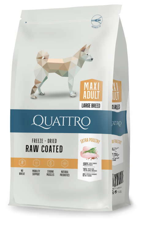 Quattro Super Premium Large Breed Maxi Adult, Extra Poultry 12kg — 2 sække