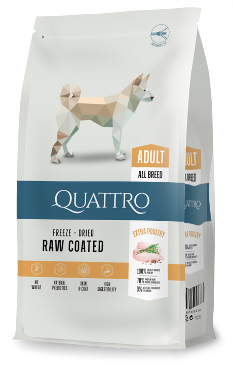 Quattro Super Premium All Breed Adult, Extra Poultry 12kg — 2 sække